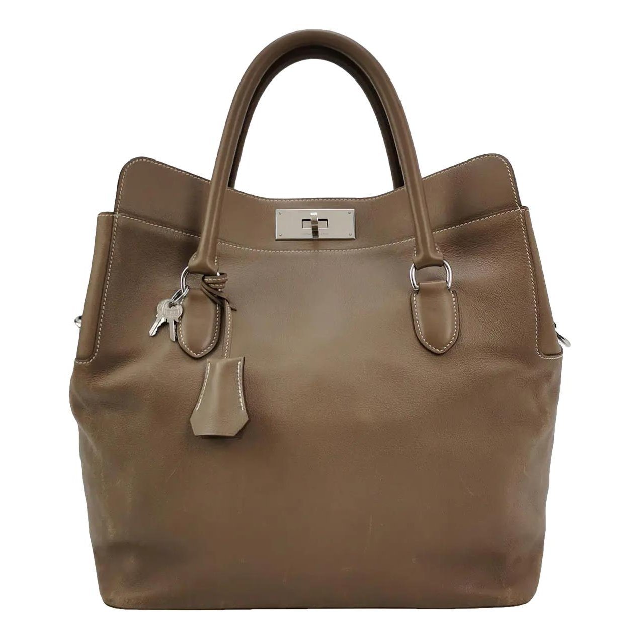 Hermes Toolbox Handbag Etoupe Swift Leather
