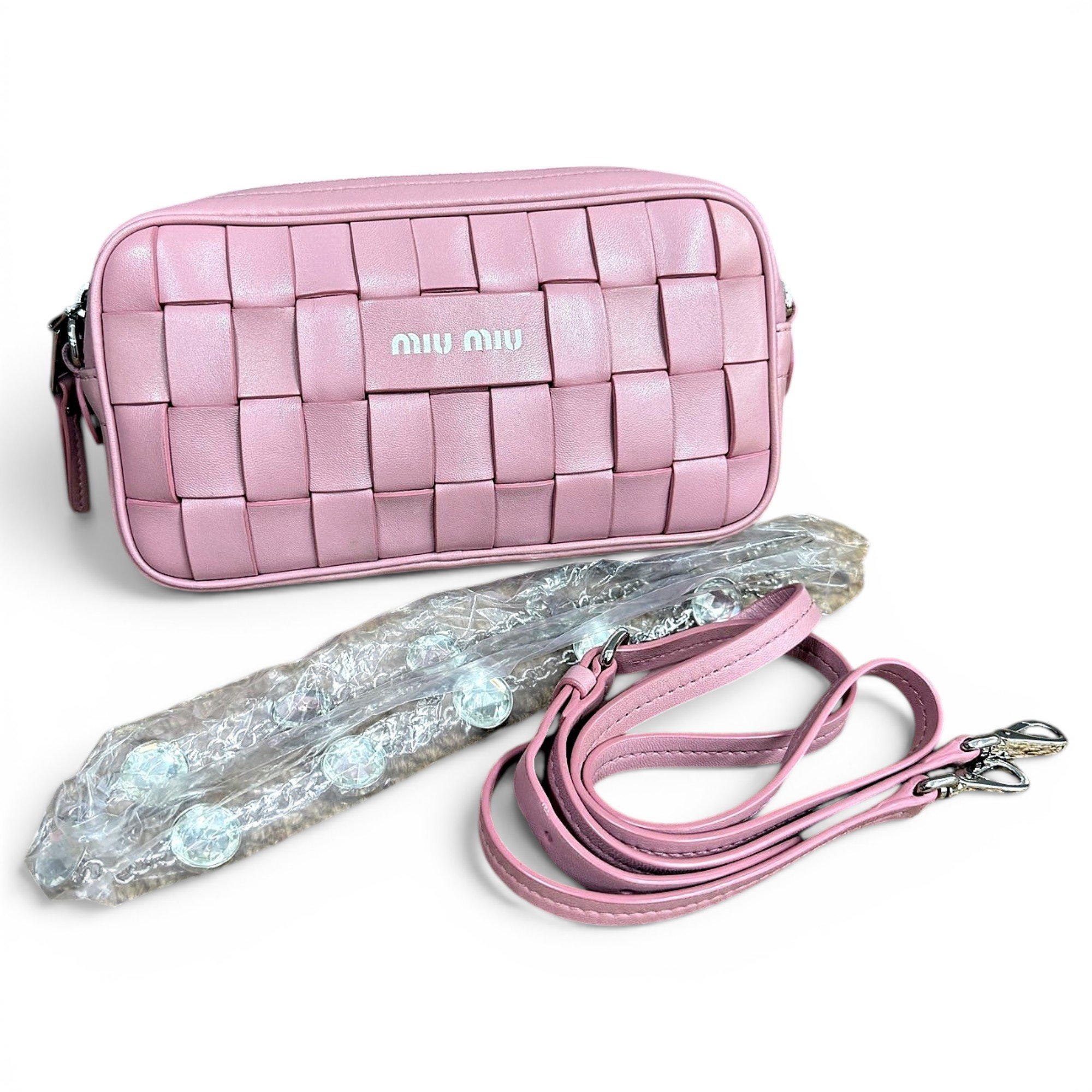 Miu Crystal leather handbag
