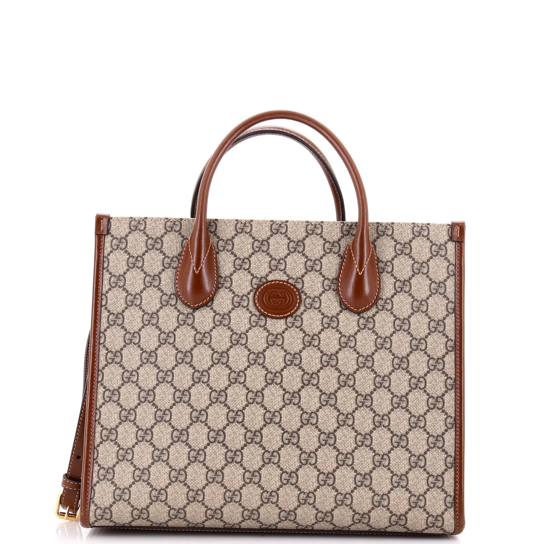 Interlocking G Tote GG Coated Canvas and Leather Small