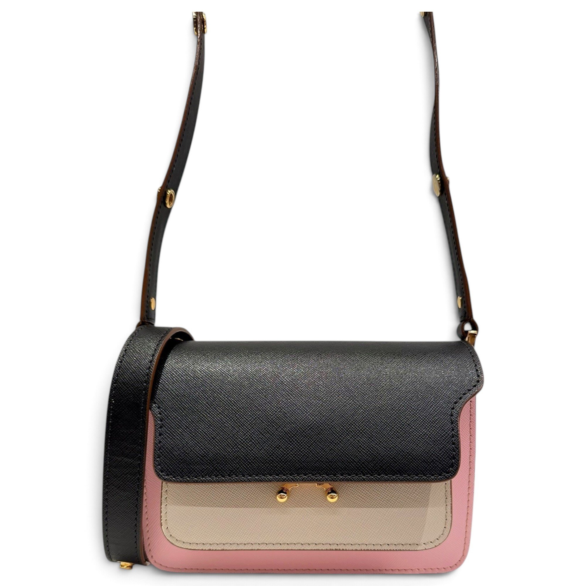 Trunk leather crossbody bag