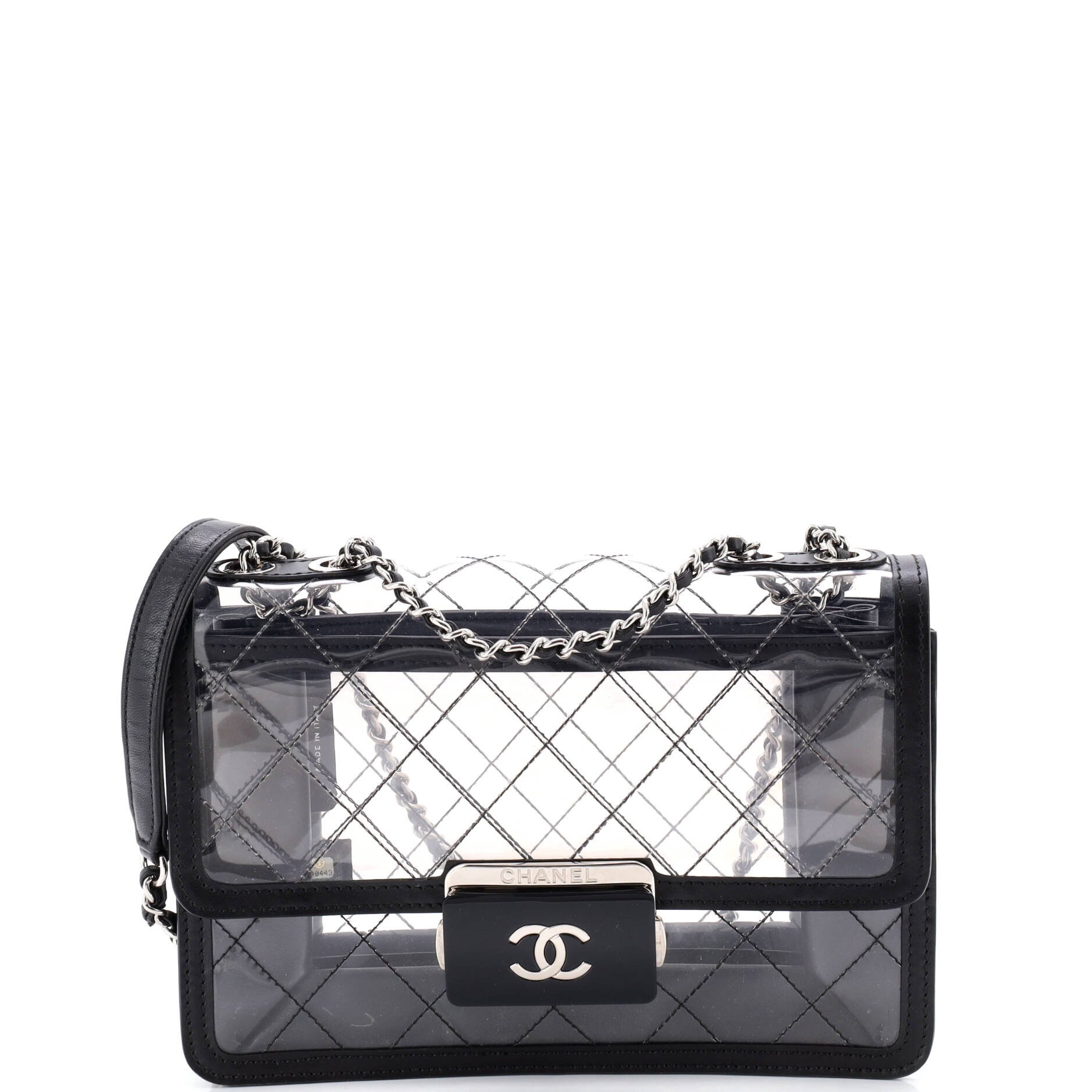 Beauty Lock Flap Bag Quilted PVC With Lambskin Large