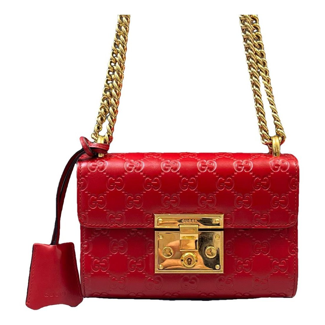 Padlock leather handbag