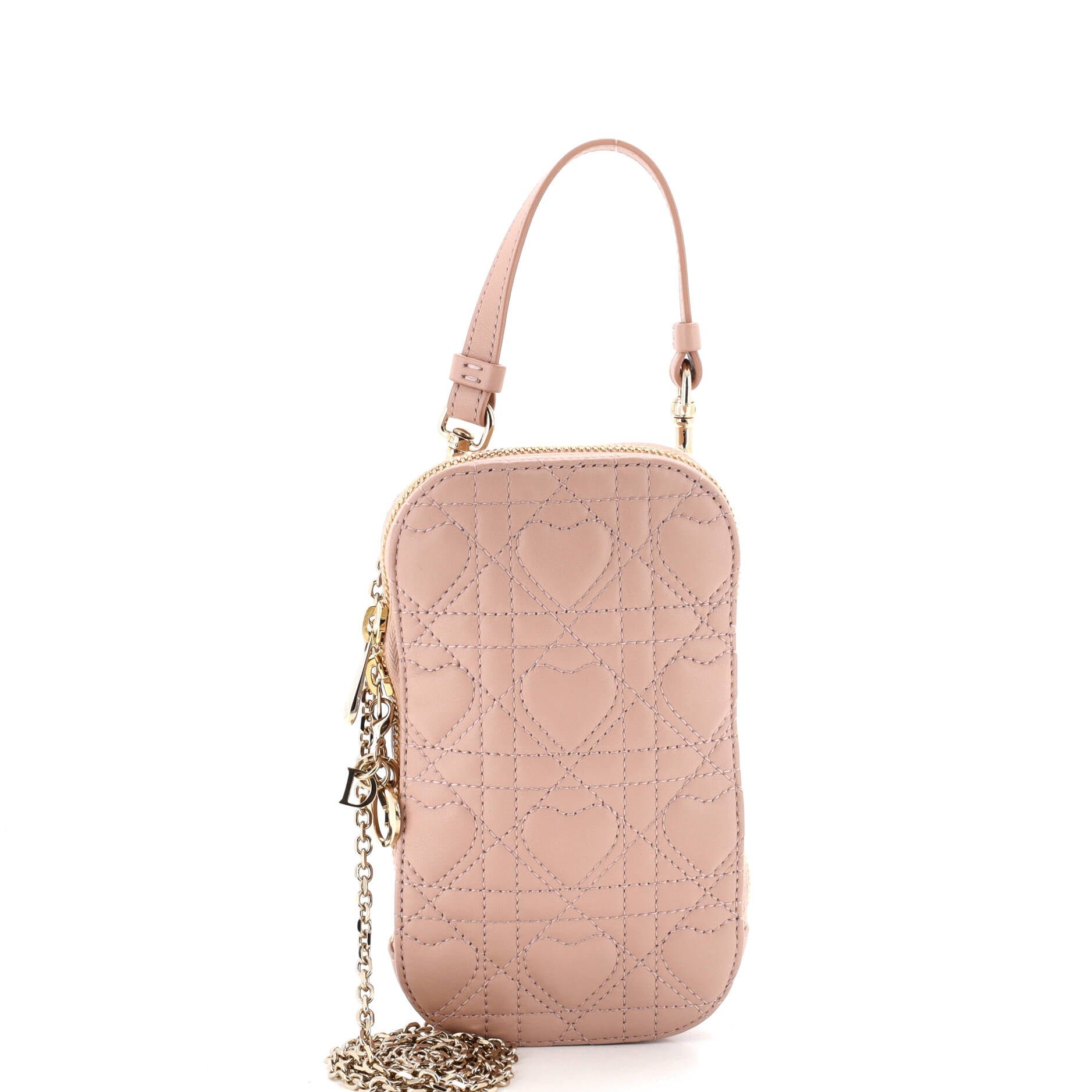 Dioramour Lady Dior Phone Holder on Chain Cannage Quilt Lambskin