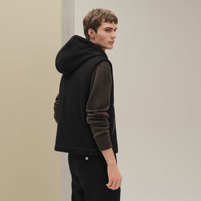 Noir Cashmere Hooded Vest
