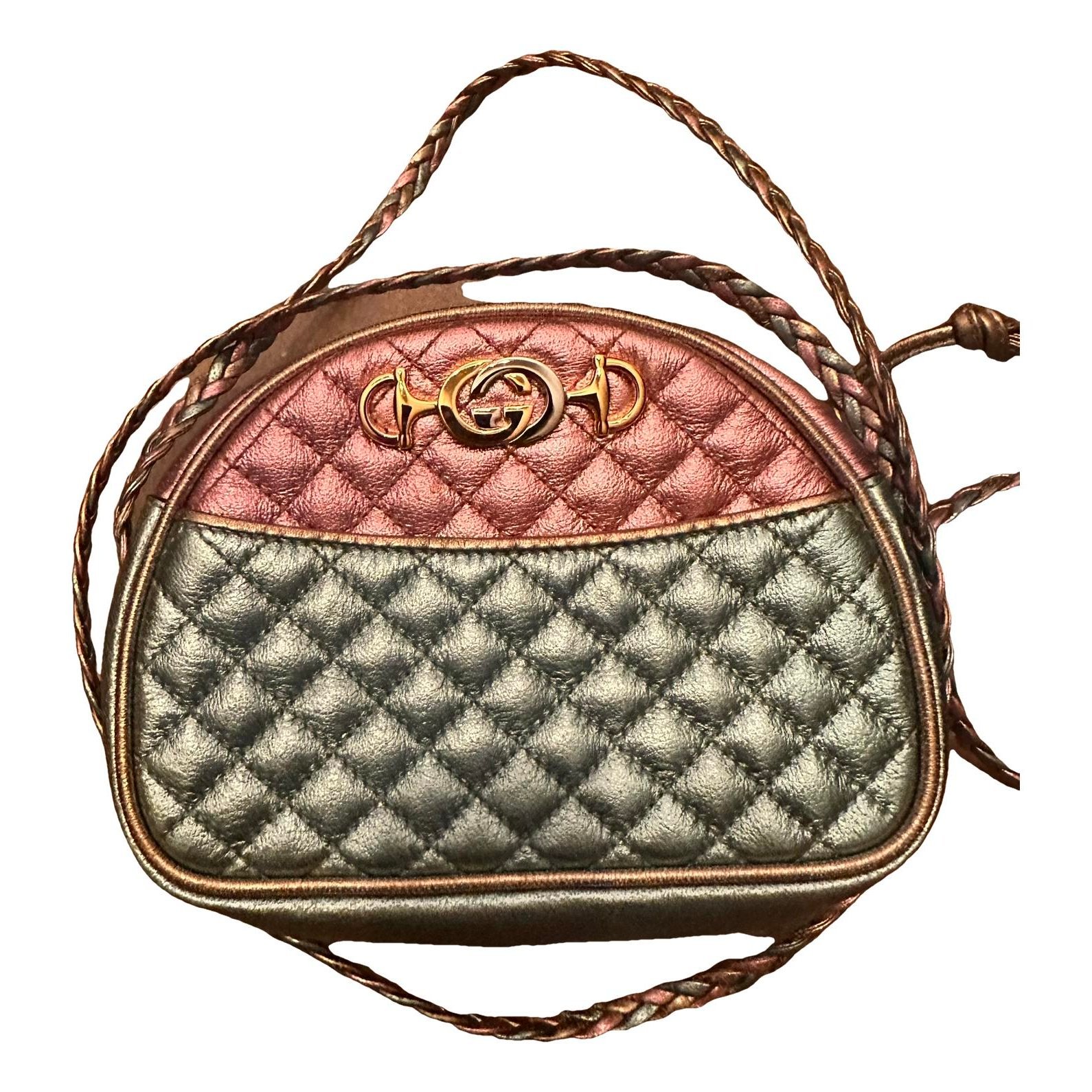 Laminated leather crossbody bag
