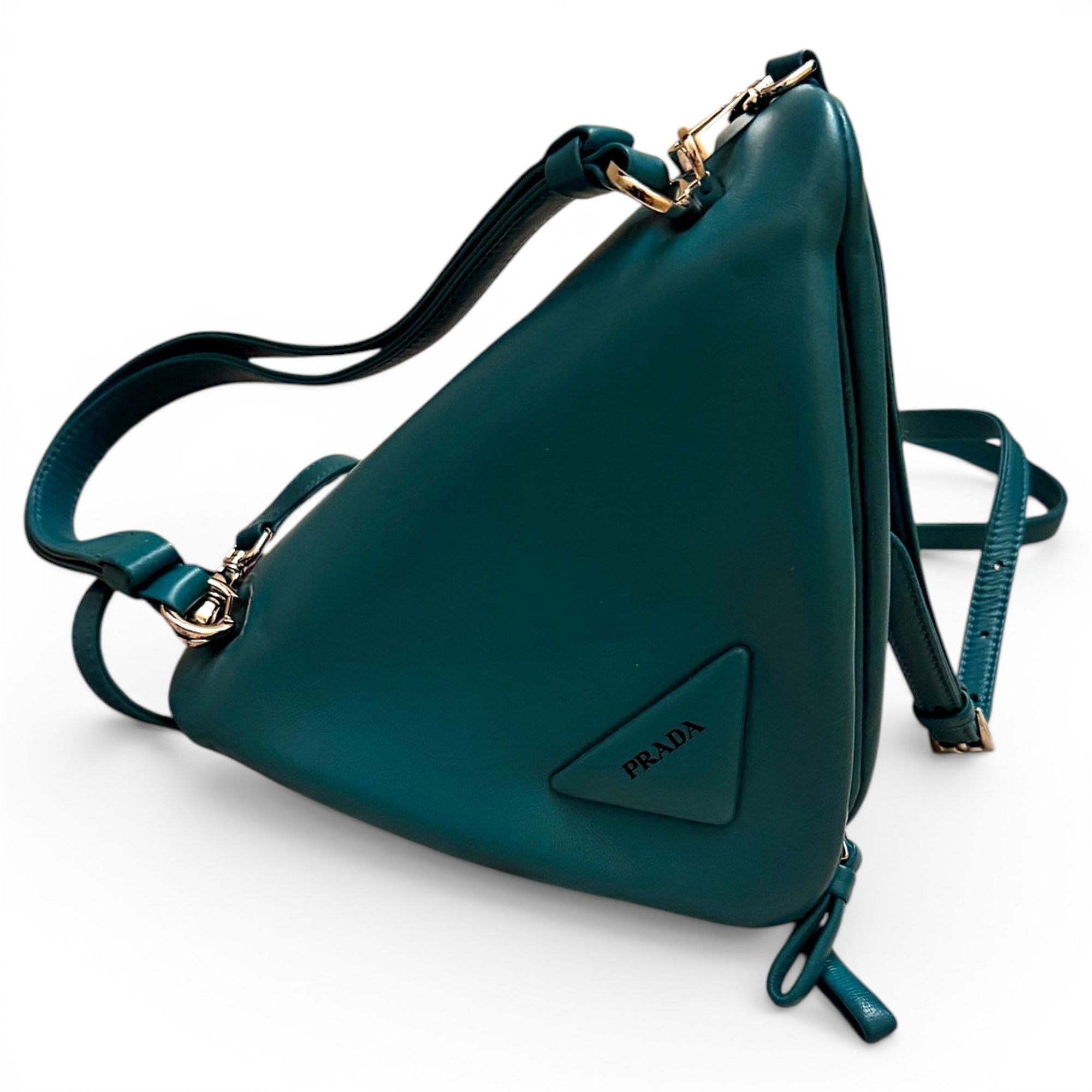 Triangle leather crossbody bag