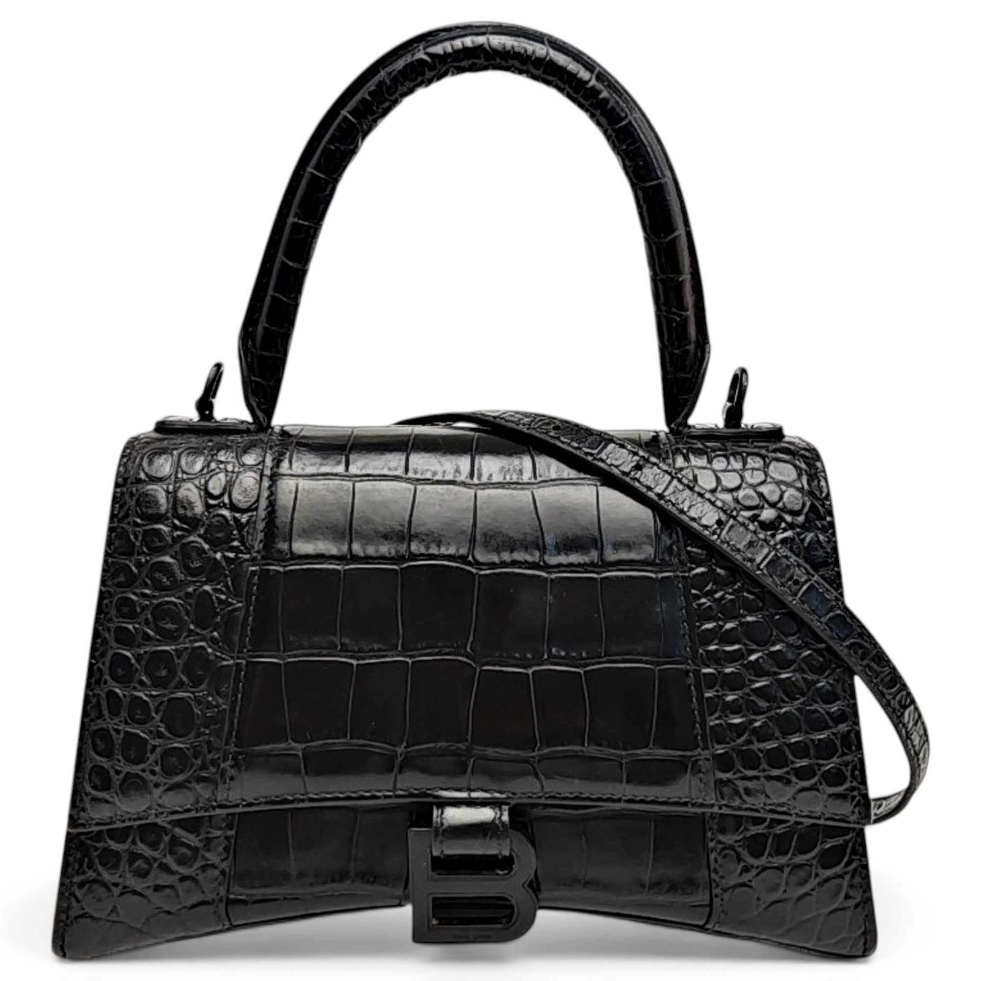 Hourglass leather handbag
