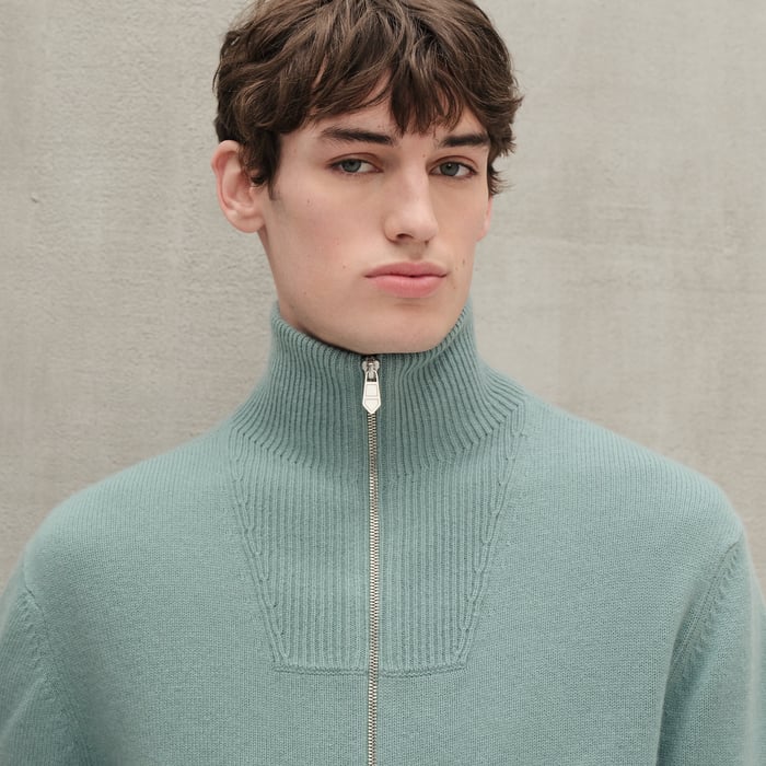 Céladon Cashmere "Maillon Chaine d'Ancre" Full-zip Jacket