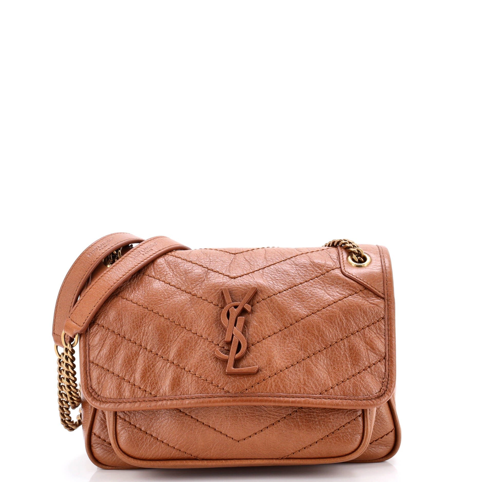 Saint Laurent Niki Chain Flap Bag Matelasse Chevron Leather Baby