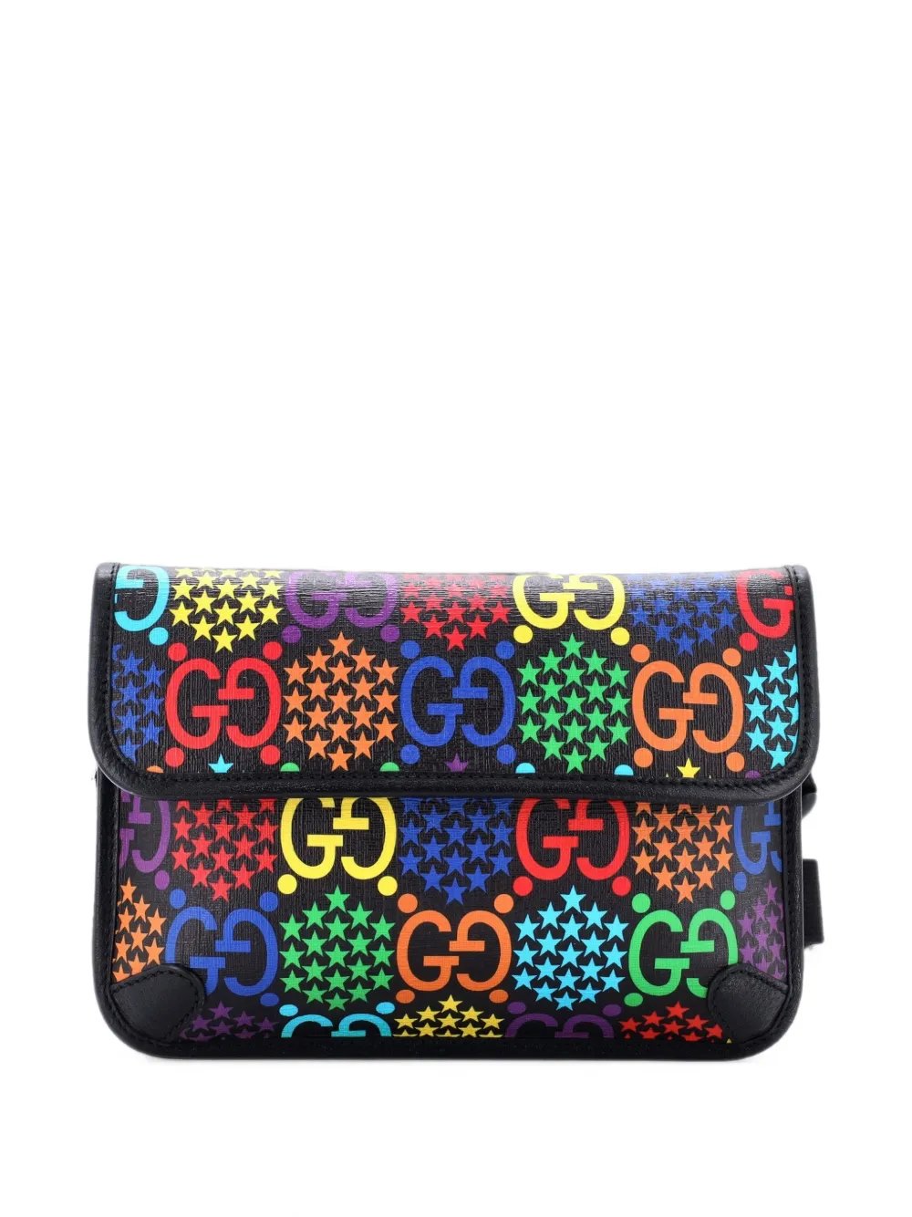 Psychedelic Print GG Coated Canvas belt bag