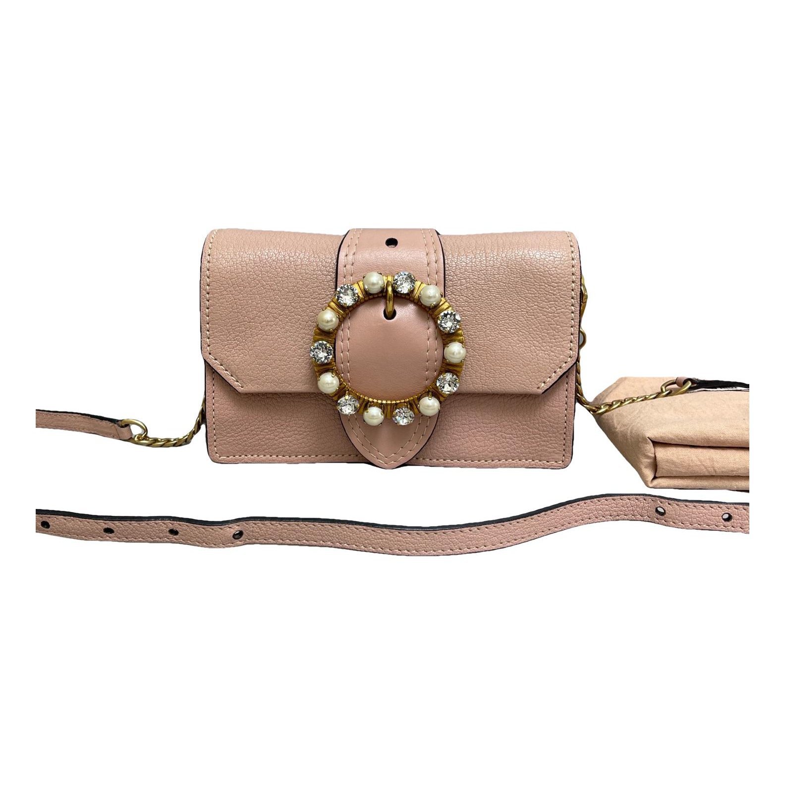 Miu Lady leather crossbody bag