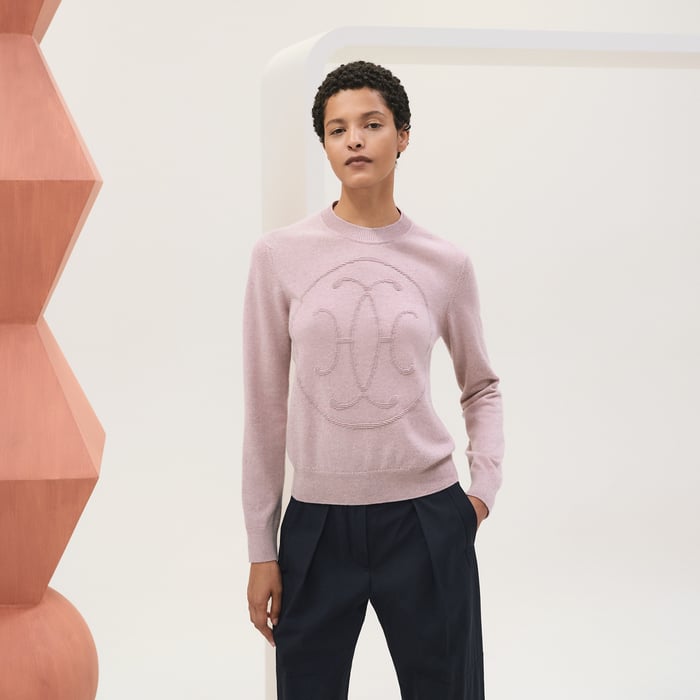 Rose Pâle Cashmere "H Lift" Long-sleeve Sweater