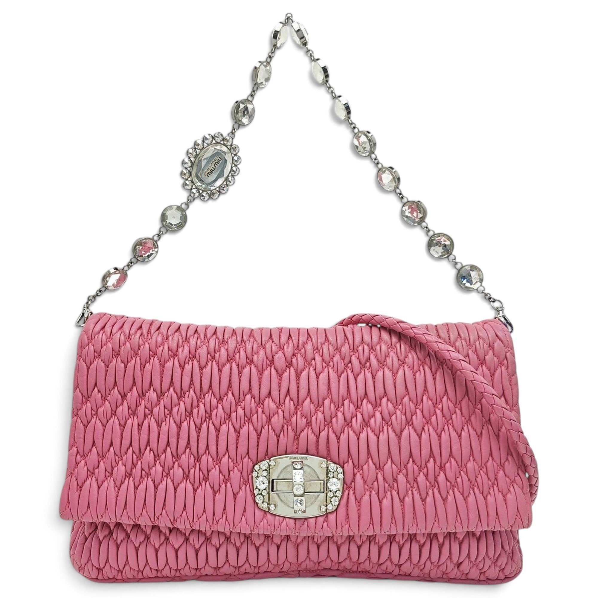 Miu Crystal leather handbag
