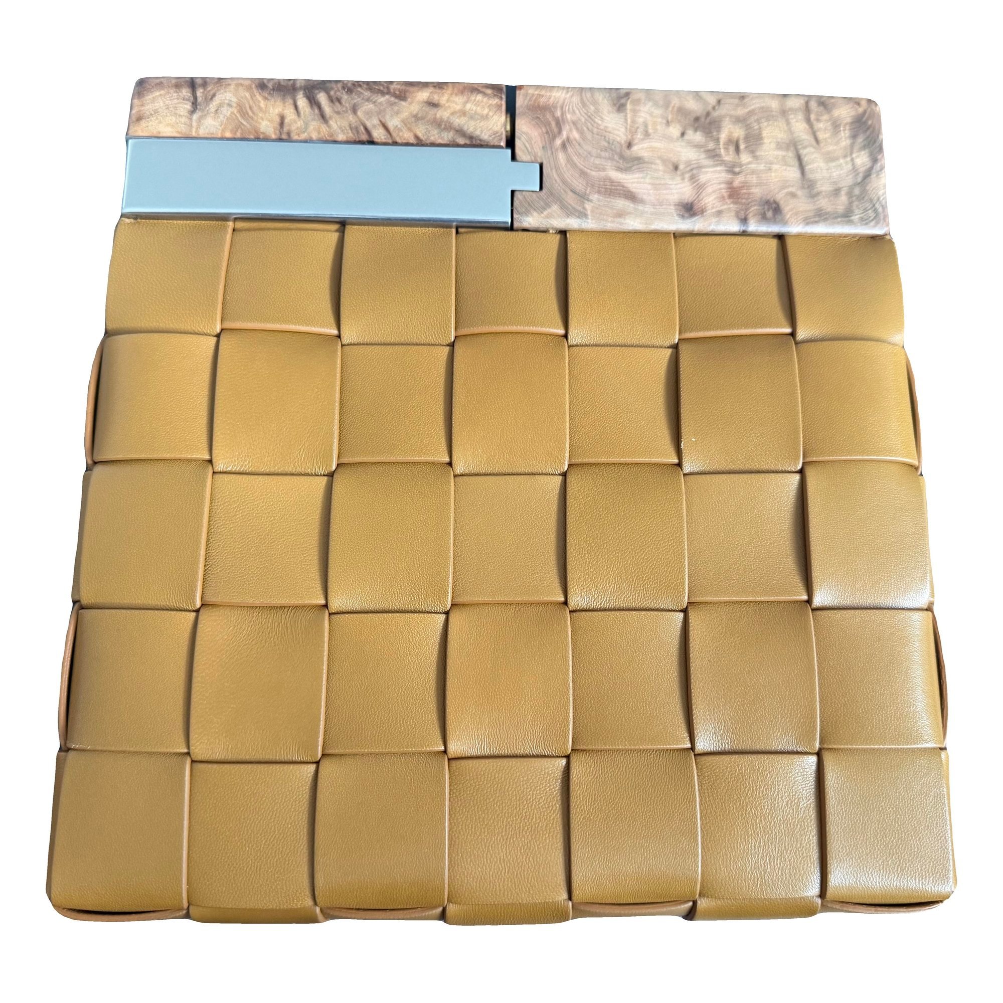 Snap leather clutch bag