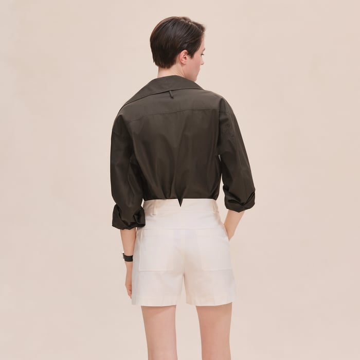 Blanc Naturel Double Cotton Twill Shorts