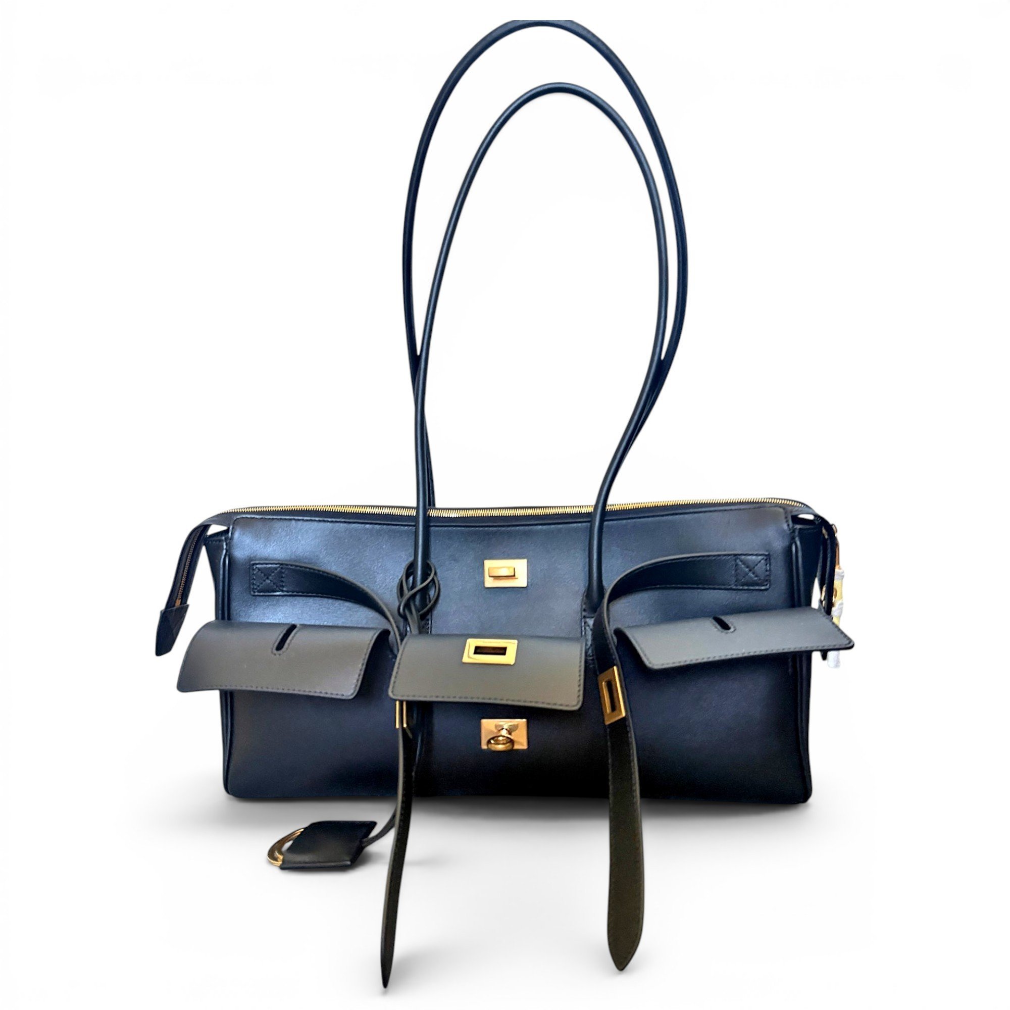 Hardware leather tote