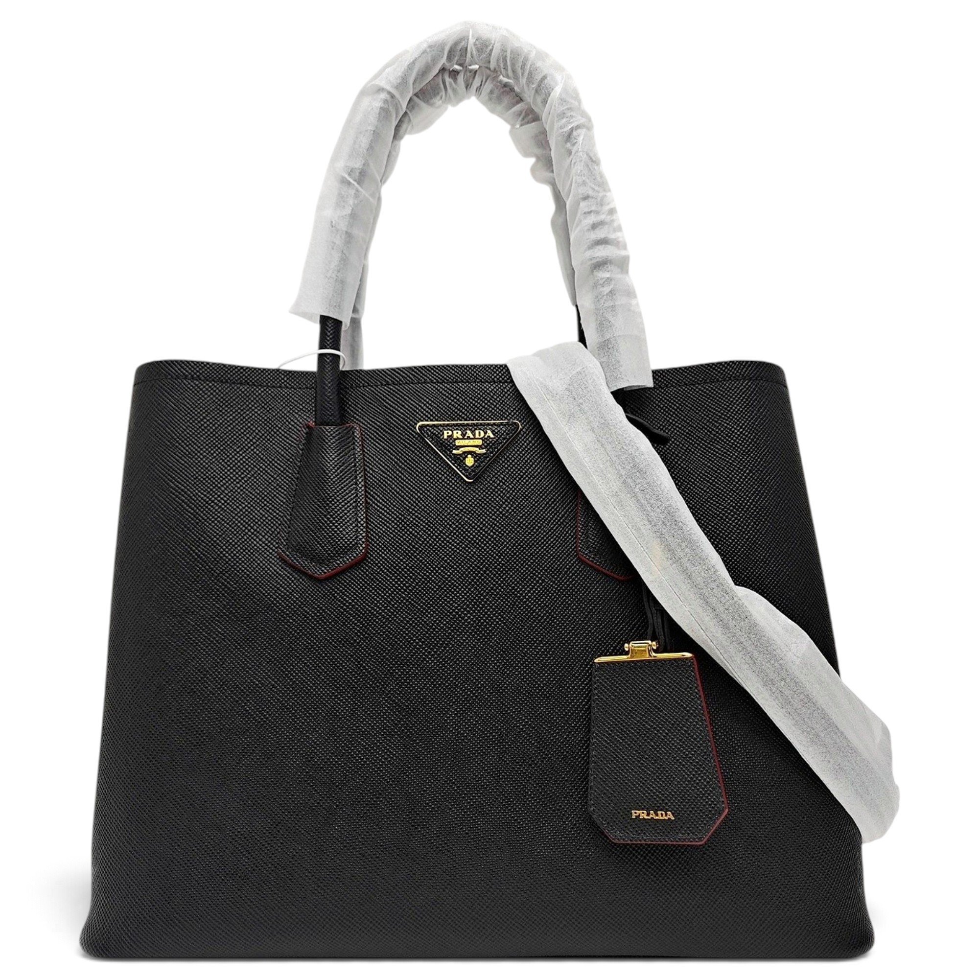 Double leather handbag