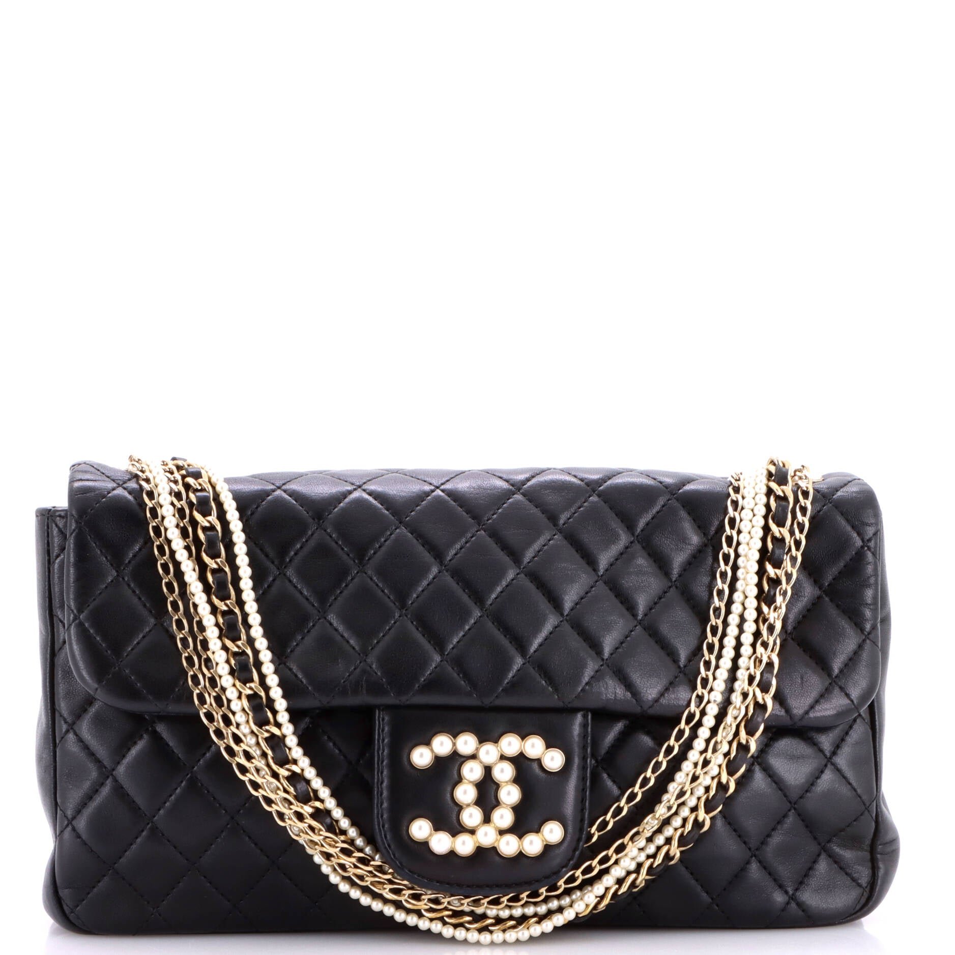 Westminster Pearl Chain Flap Bag Quilted Lambskin Medium
