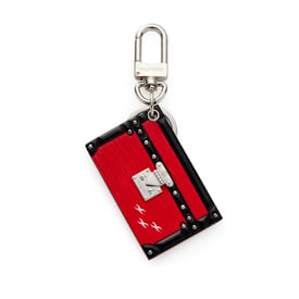 Louis Vuitton Red and Black Epi Leather Petite Malle Keychain Silver Hardware