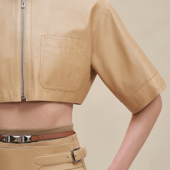 Beige Kraft Zipped Top