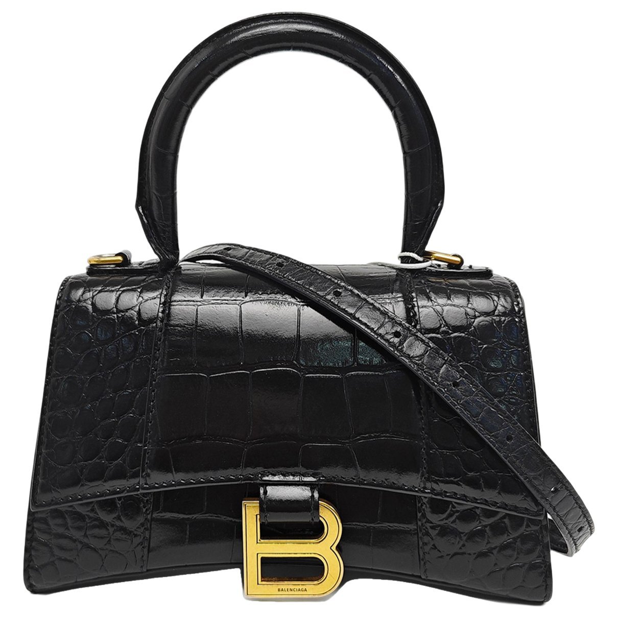 Hourglass leather handbag