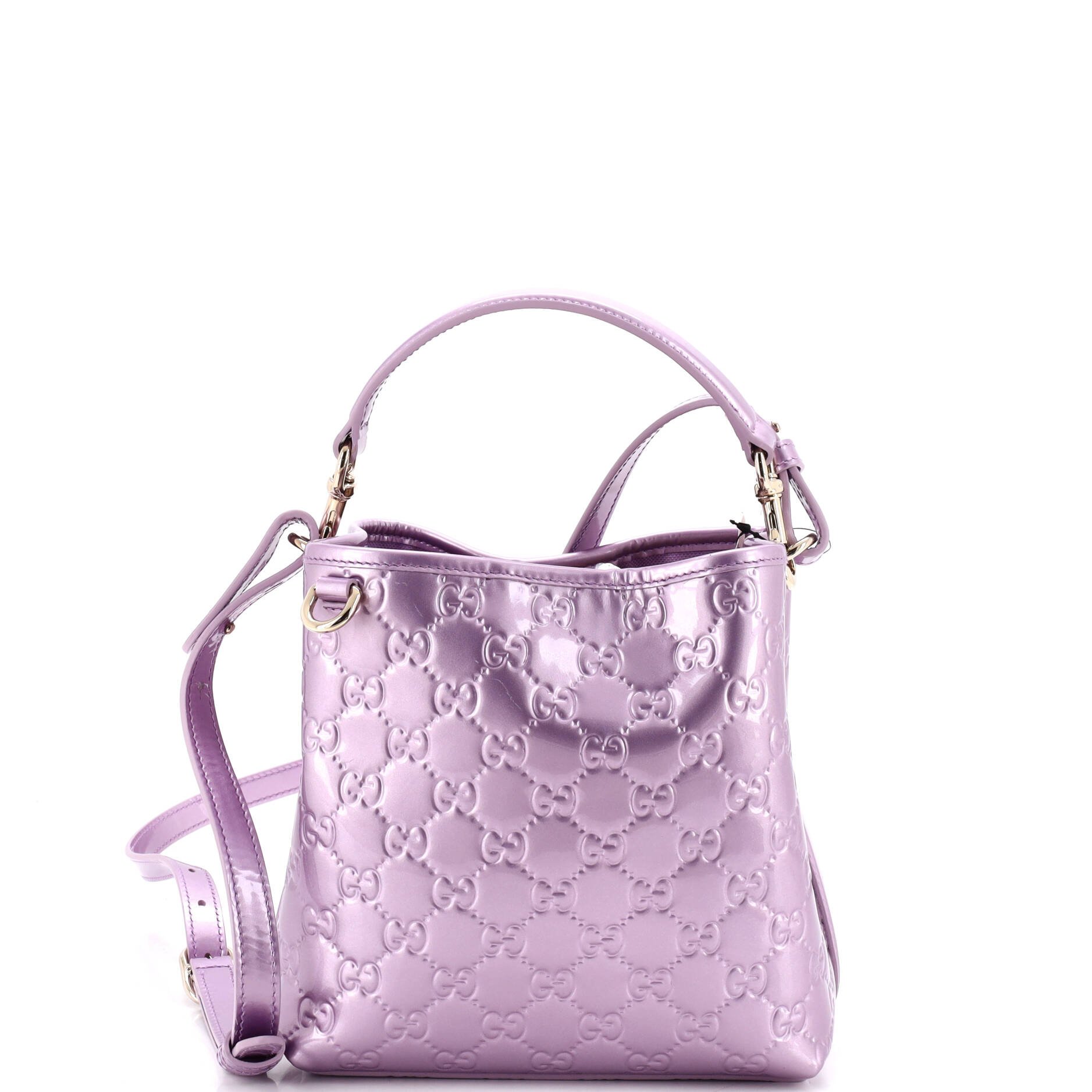 Gucci GG Emblem Bucket Bag GG Embossed Patent Small
