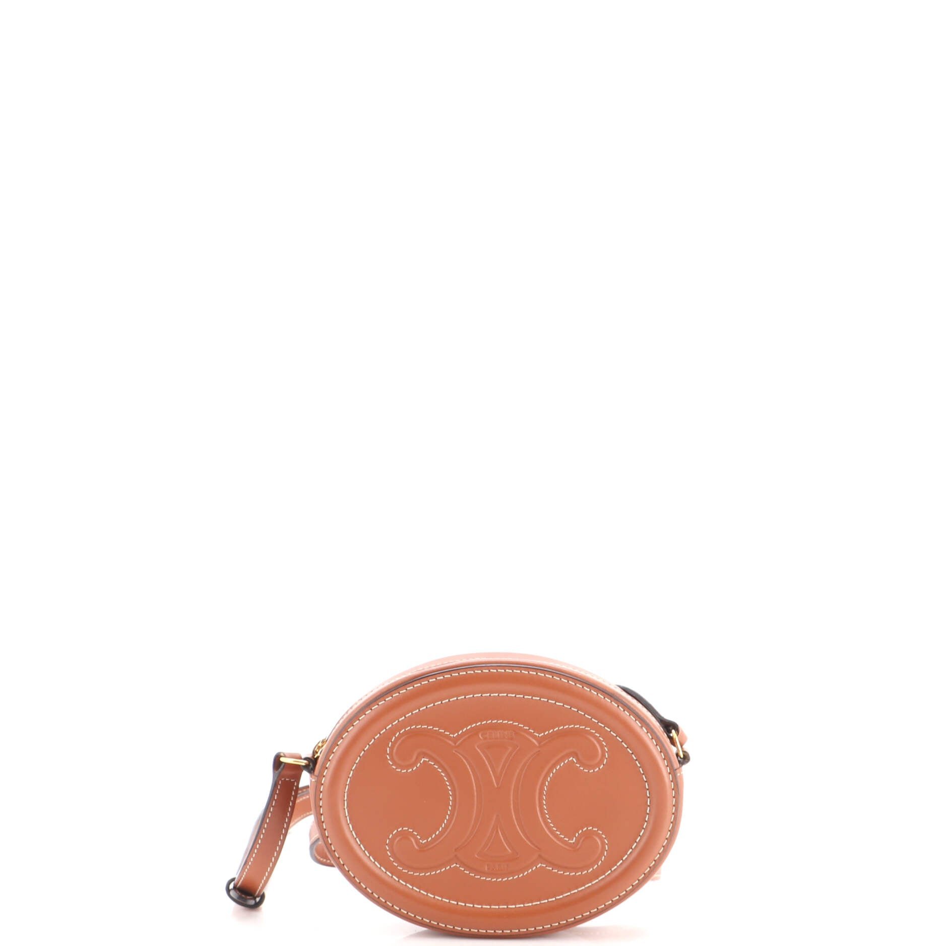 Triomphe Oval Crossbody Bag Leather Mini