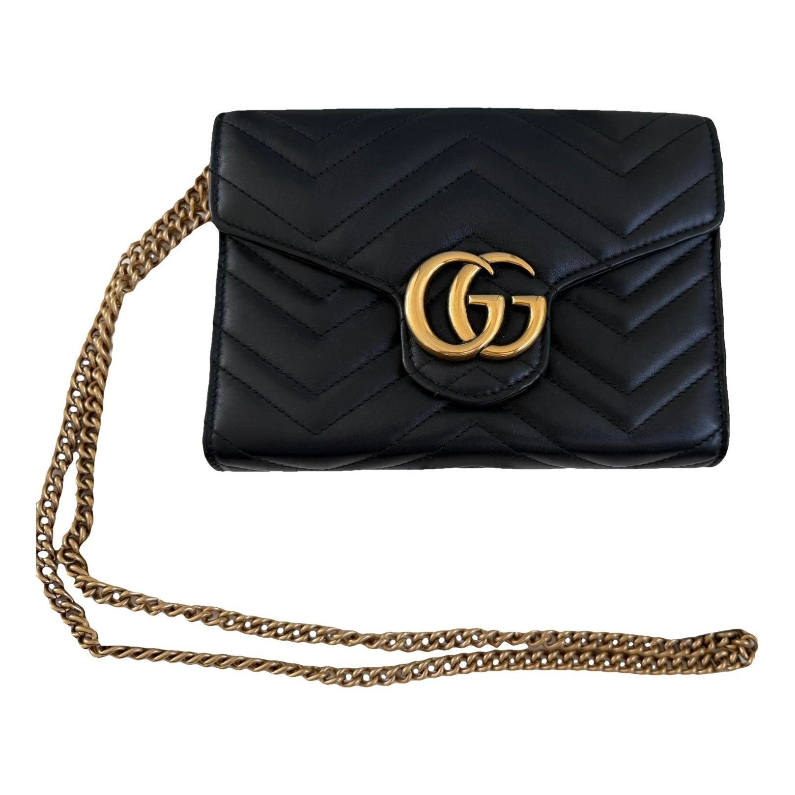 Pearly GG Marmont Chain Wallet leather crossbody bag