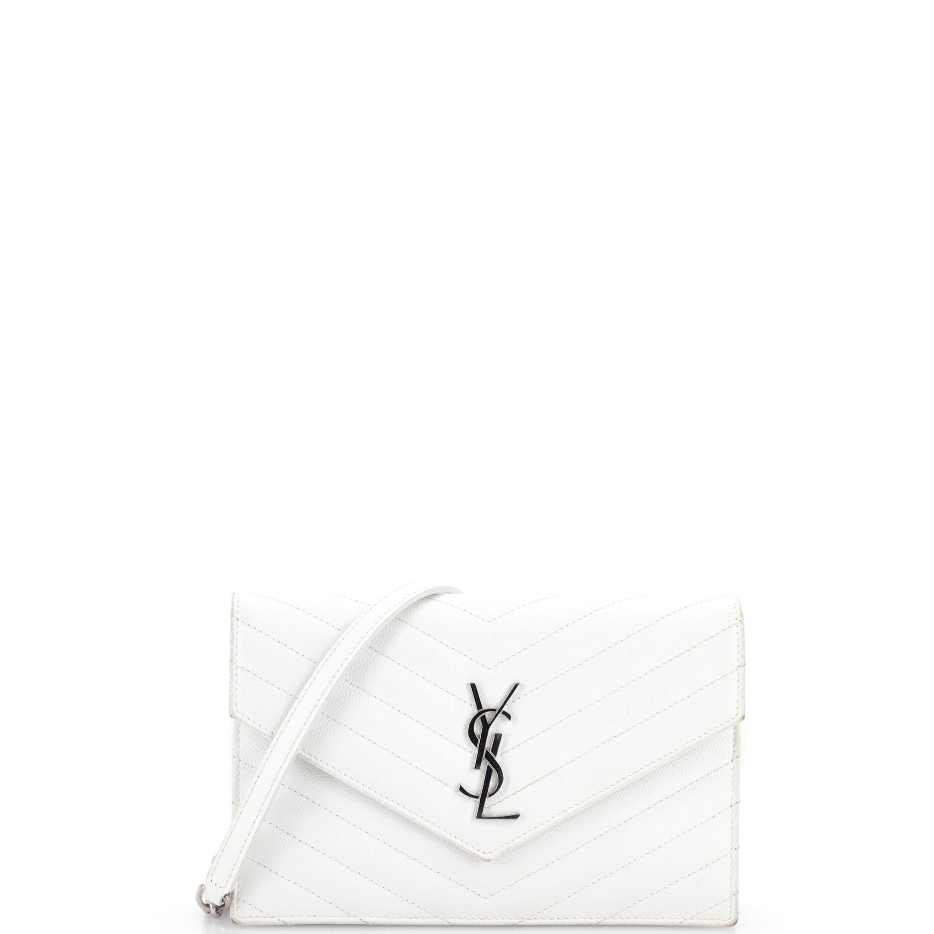 Classic Monogram Wallet on Chain Matelasse Chevron Leather Small