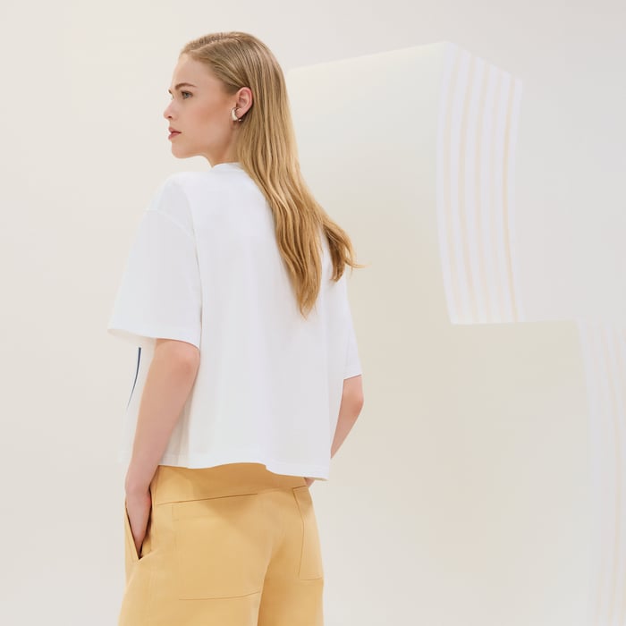 Blanc T-shirt Boxy Imprimé « coaching Remix »