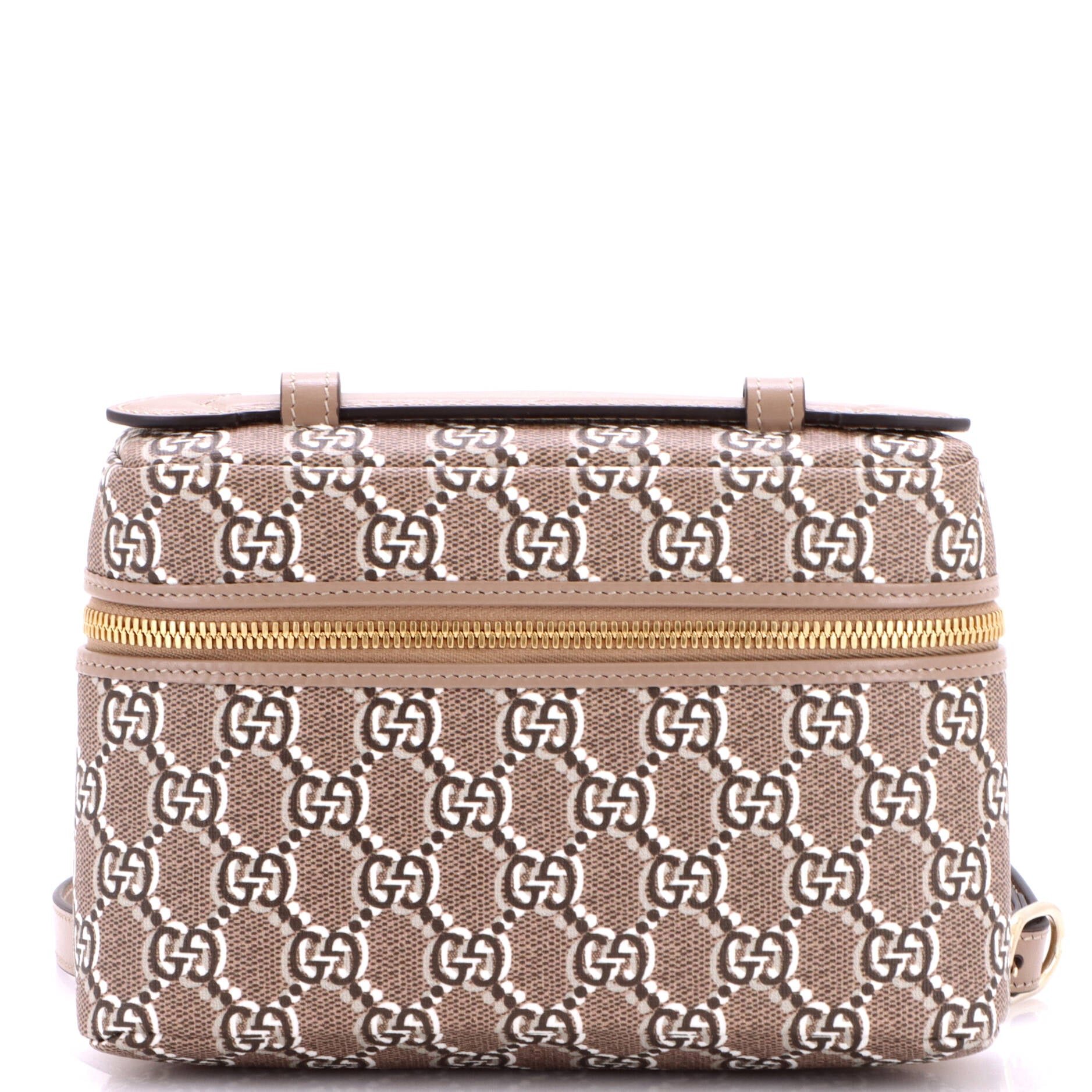 Emblem Top Handle Vanity Bag GG Shadow Coated Canvas Small