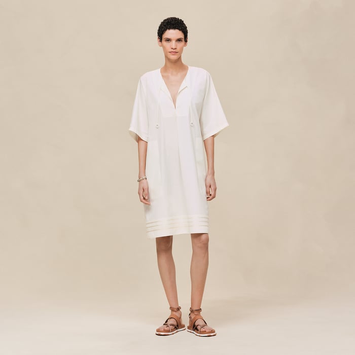 Blanc Cassé Embroidered Beach Caftan