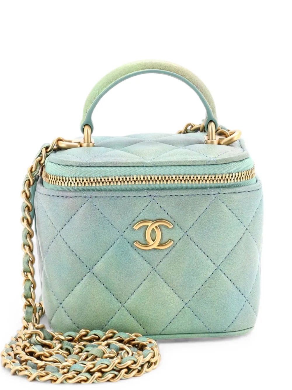 Classic Top Handle Vanity Case with Chain Quilted Lambskin Mini crossbody bag
