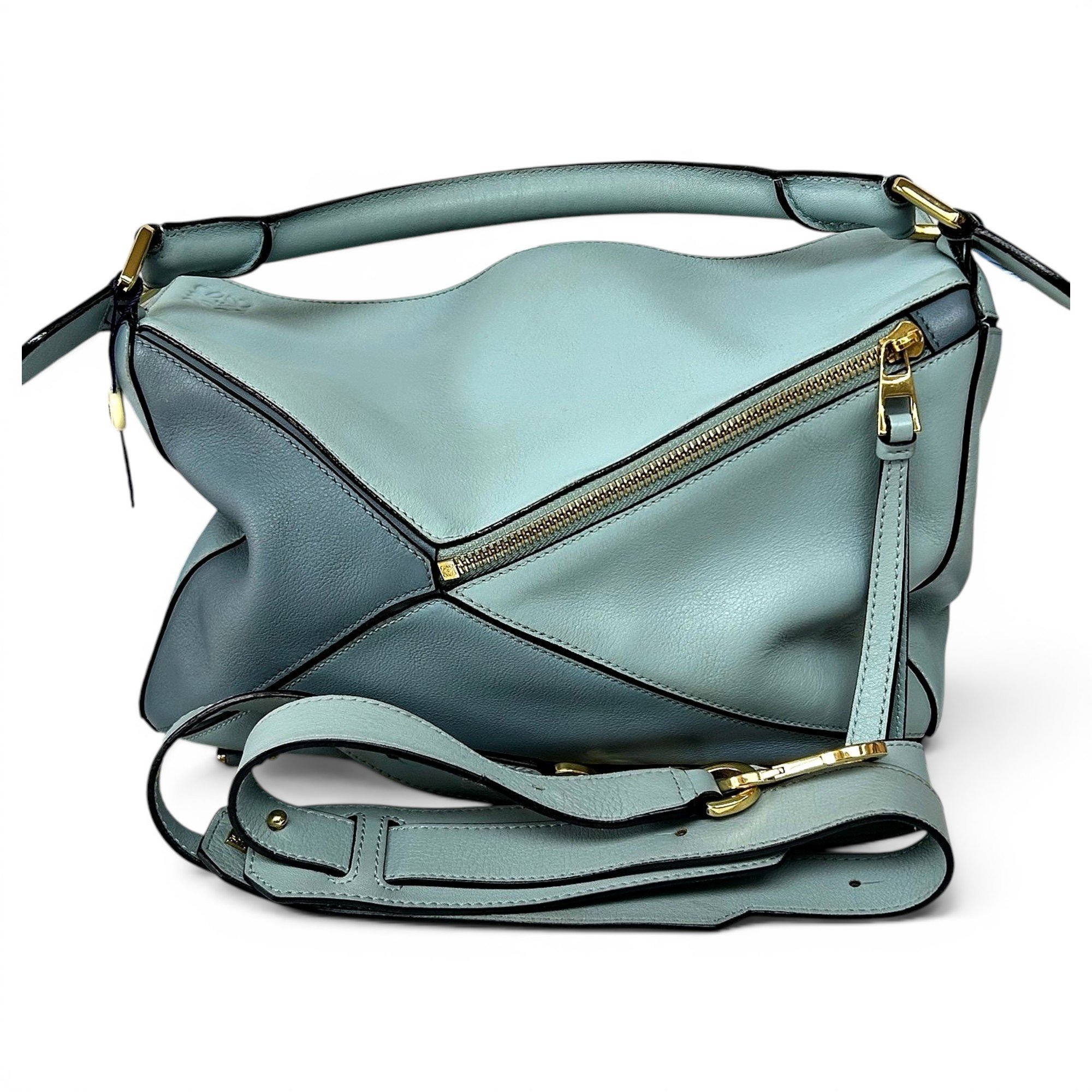 Puzzle leather handbag
