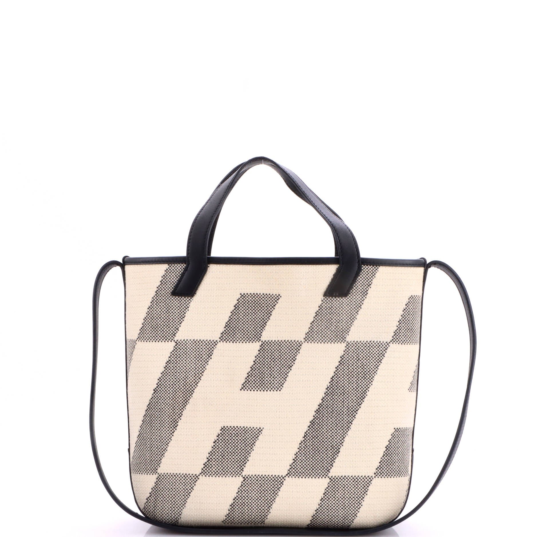 Cabas H en Biais Tote Canvas with Leather 27