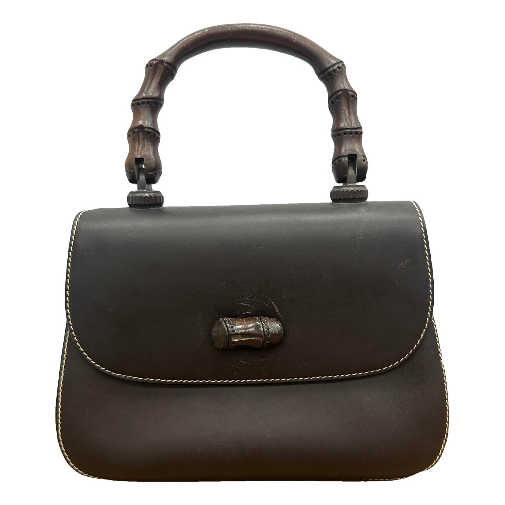 Convertible Bamboo Top Handle leather handbag