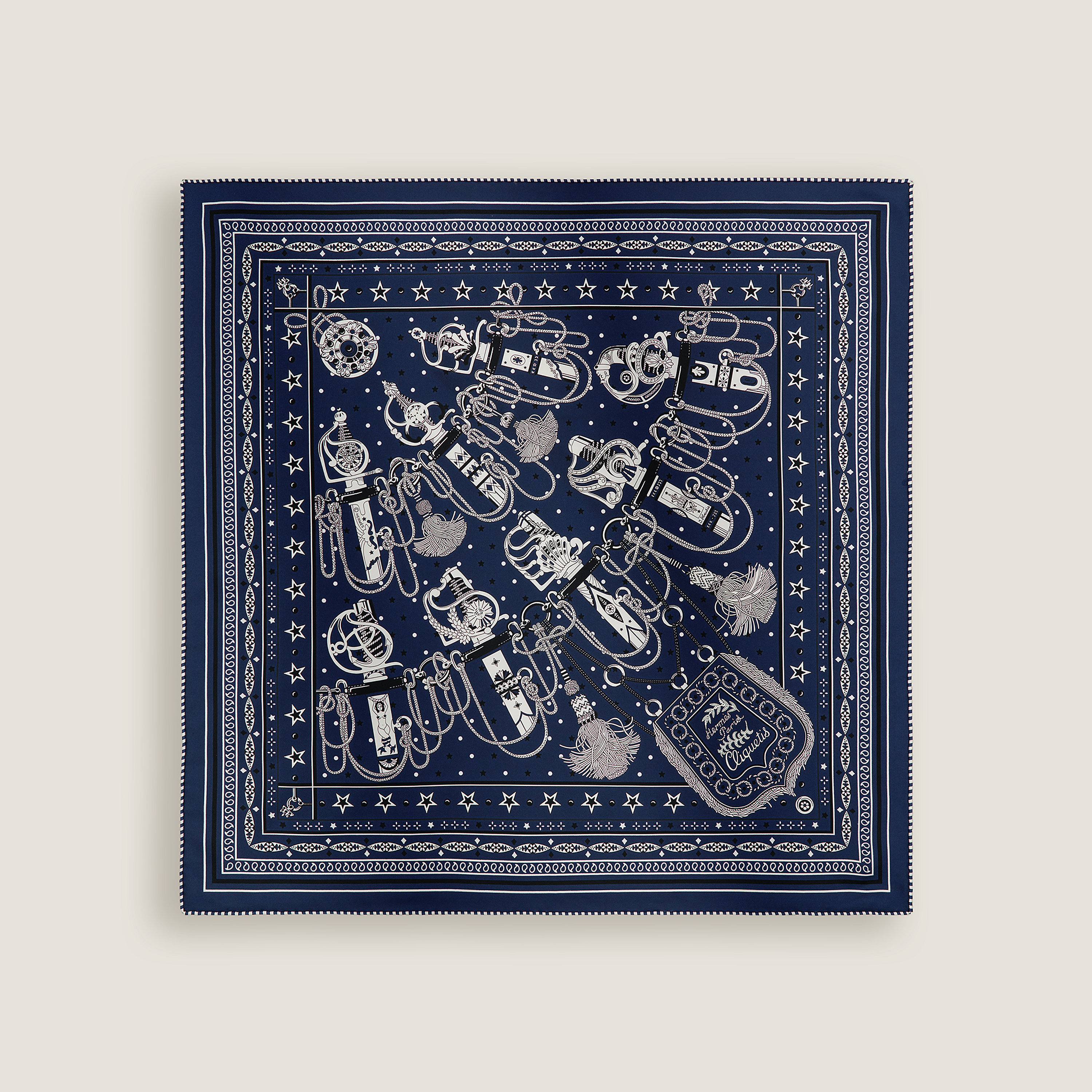 Hermès Grand Tralala bandana 55 Kaki Foncé/Noir/Blanc | BagUSeek