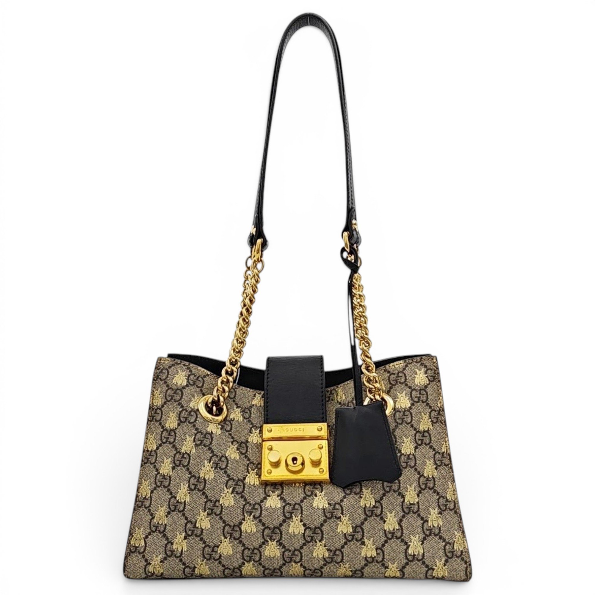 Padlock leather handbag
