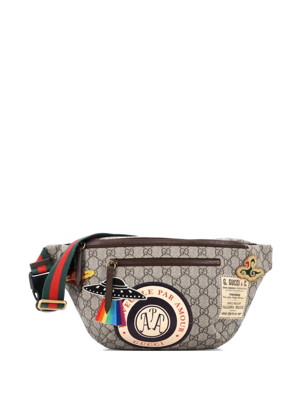 Courrier Zip GG Coated Canvas with Applique belt bag