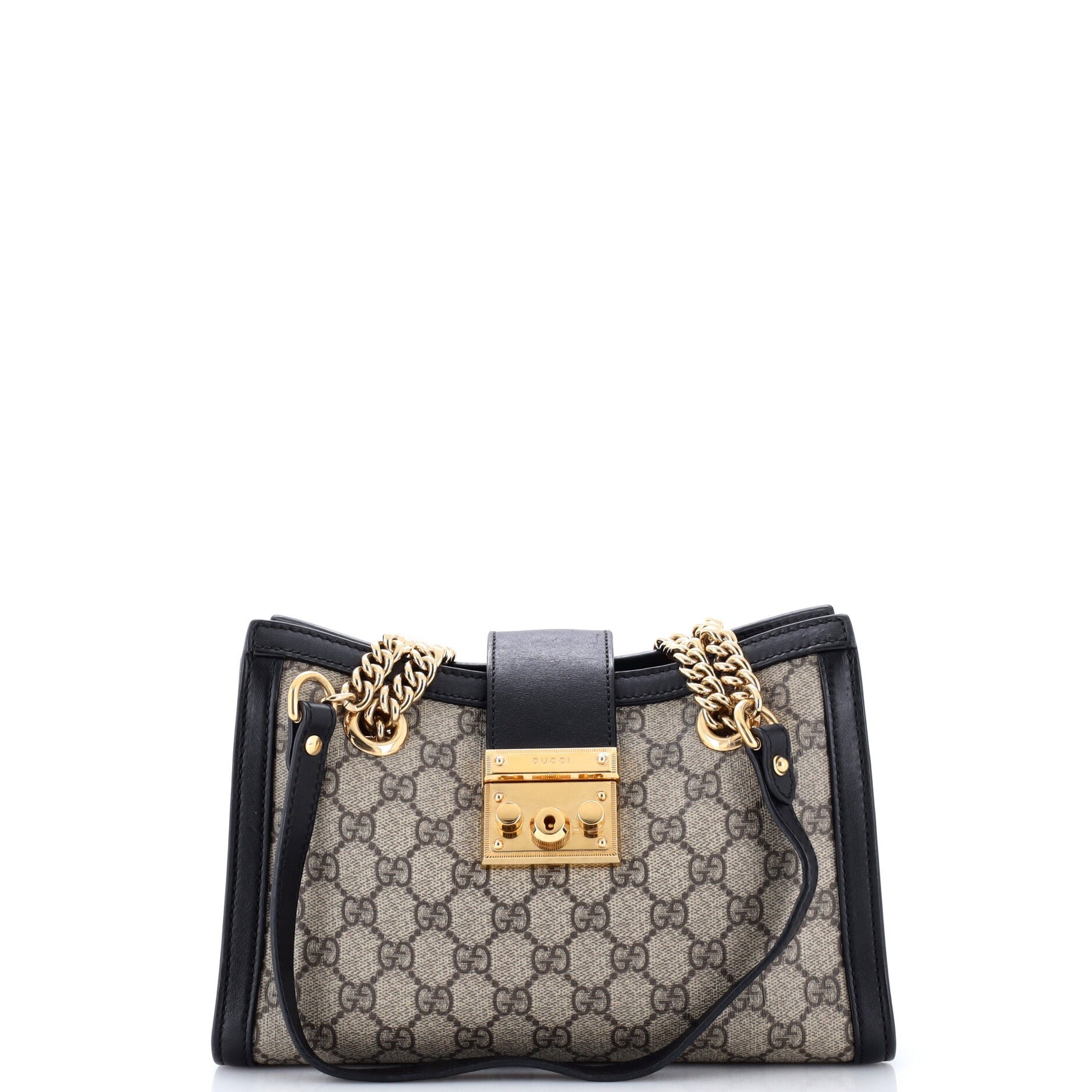 Padlock Chain Tote GG Coated Canvas with Leather Small