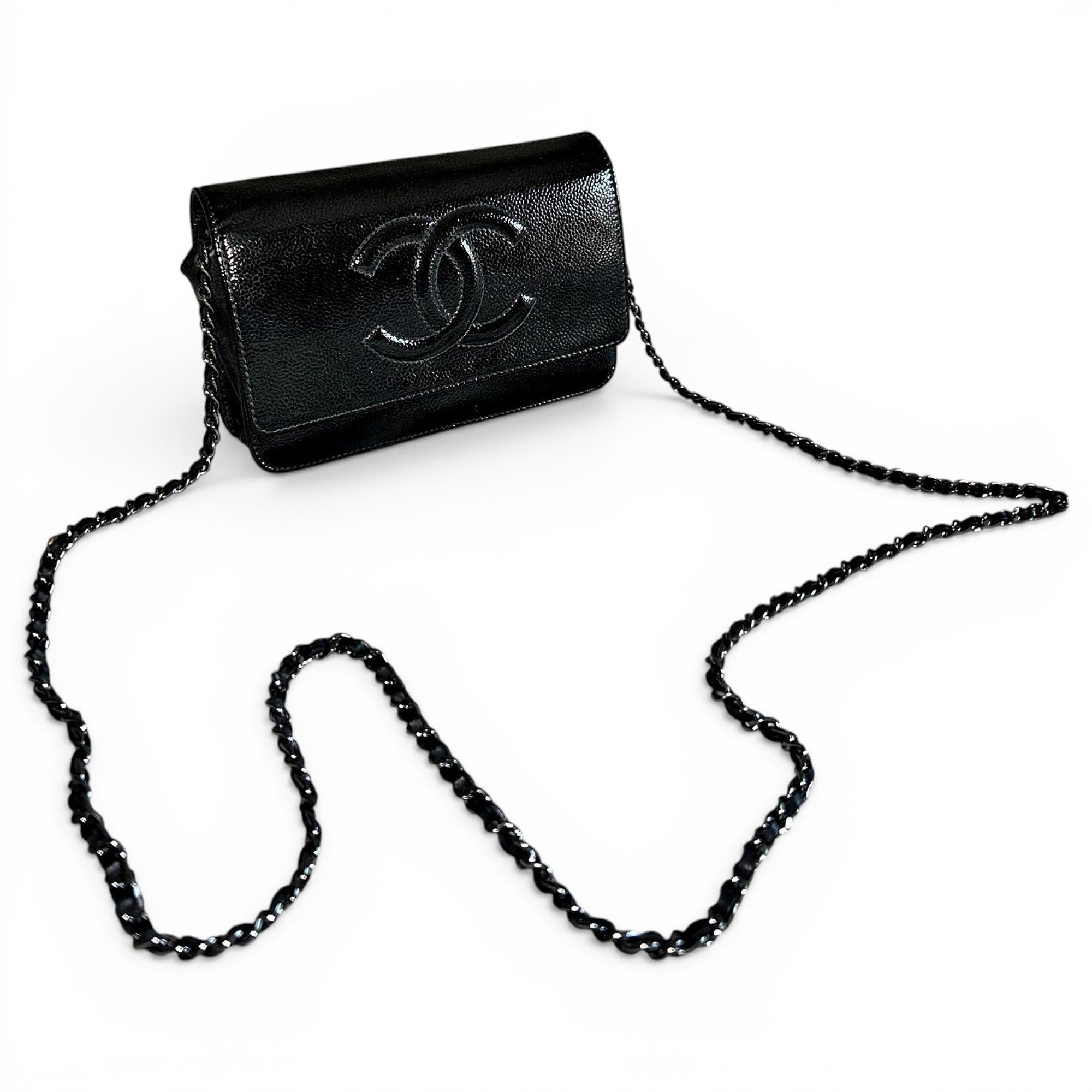 Wallet On Chain Double C leather crossbody bag