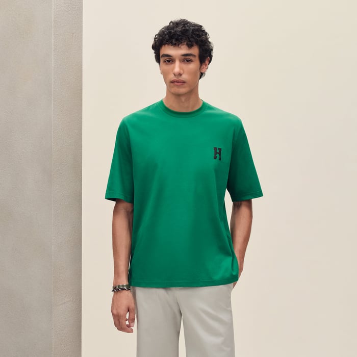 Menthe "H'Cheval" T-shirt With Leather Detail