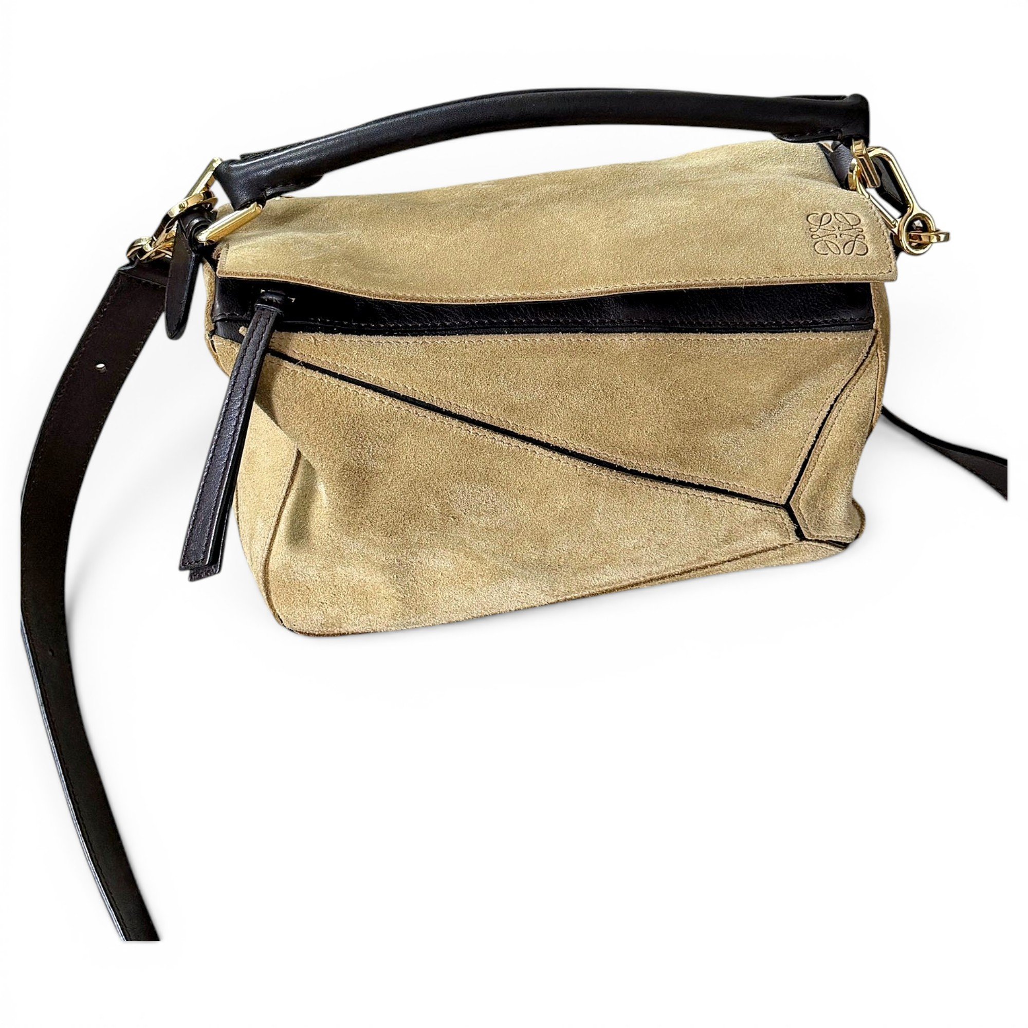 Puzzle leather handbag
