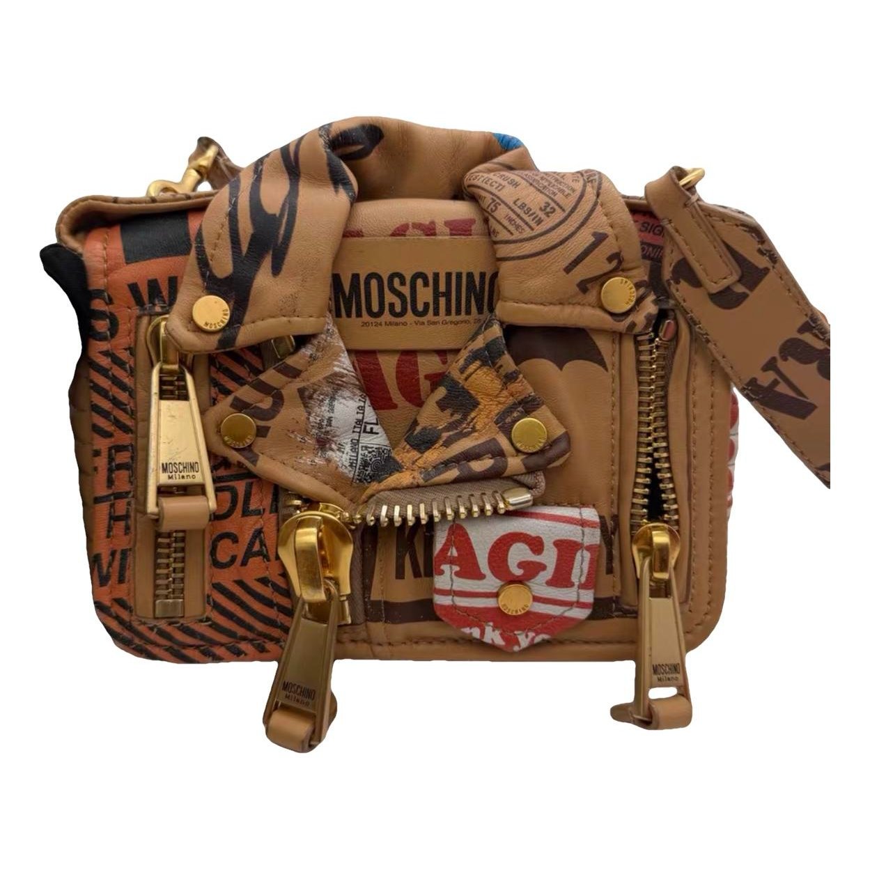 Biker leather crossbody bag
