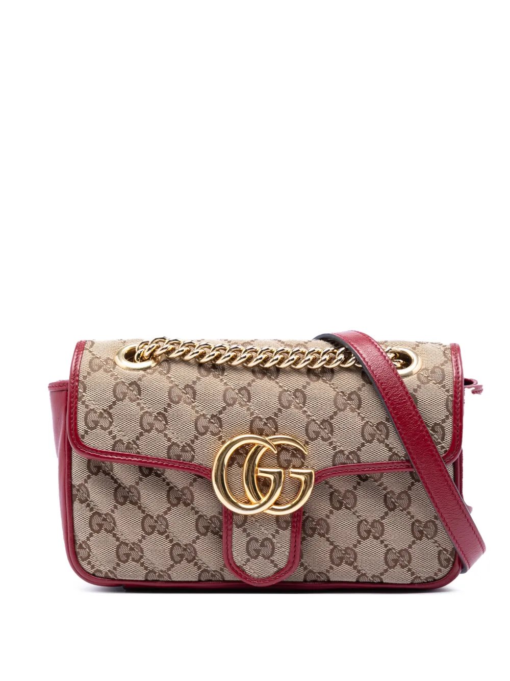 2016-2026 Small GG Marmont Matelasse Diagonal GG Canvas and Leather shoulder bag