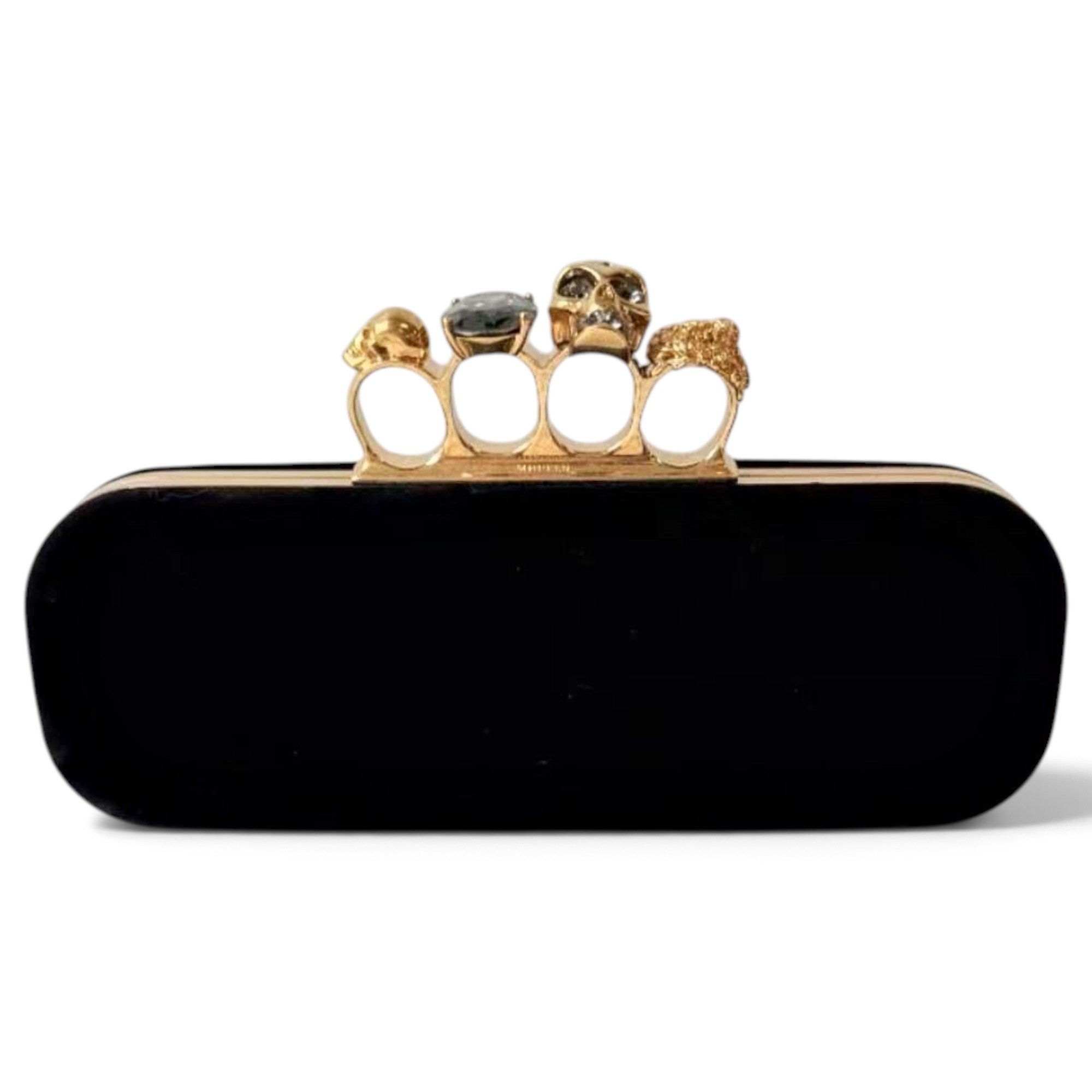 Knuckle velvet clutch bag