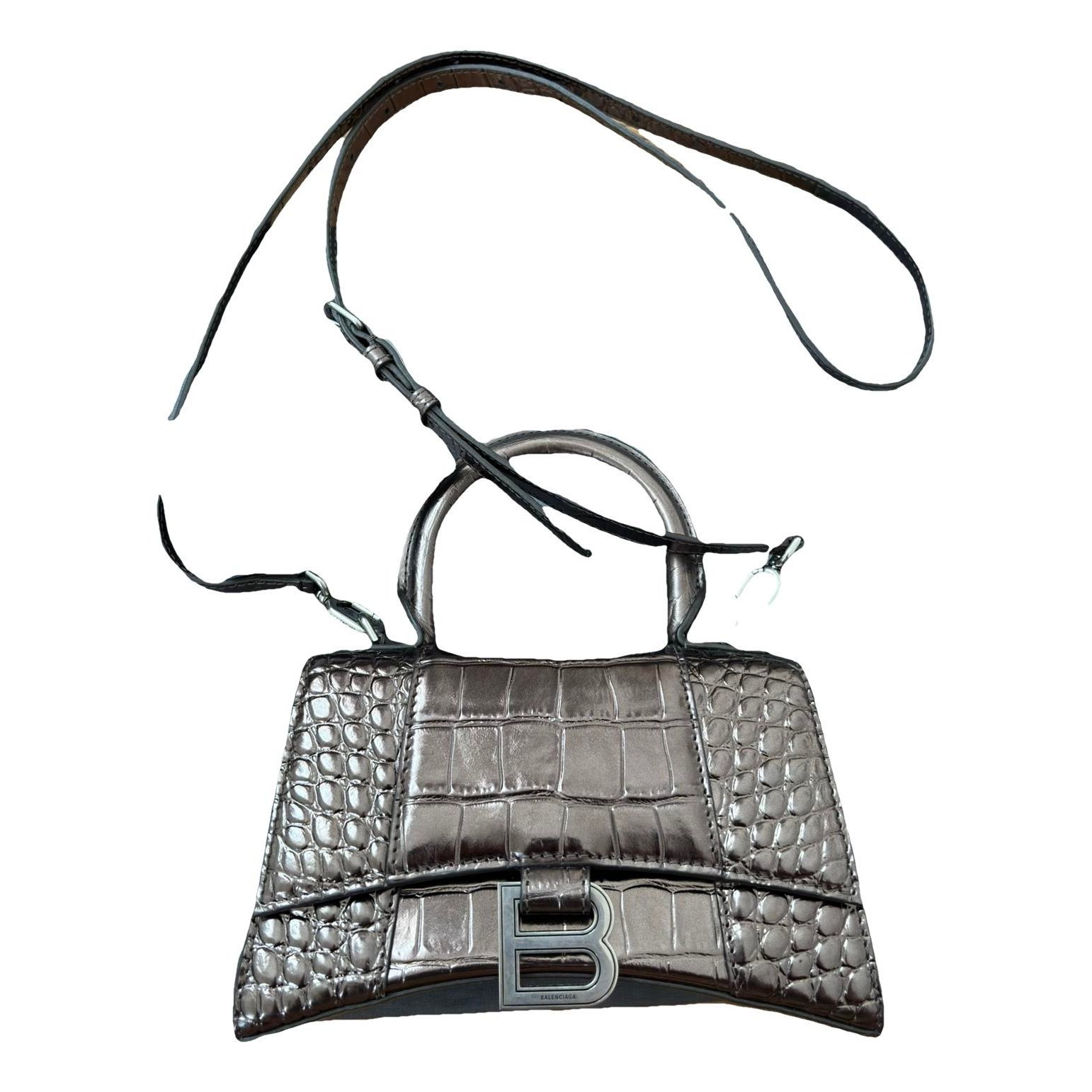 Hourglass leather handbag