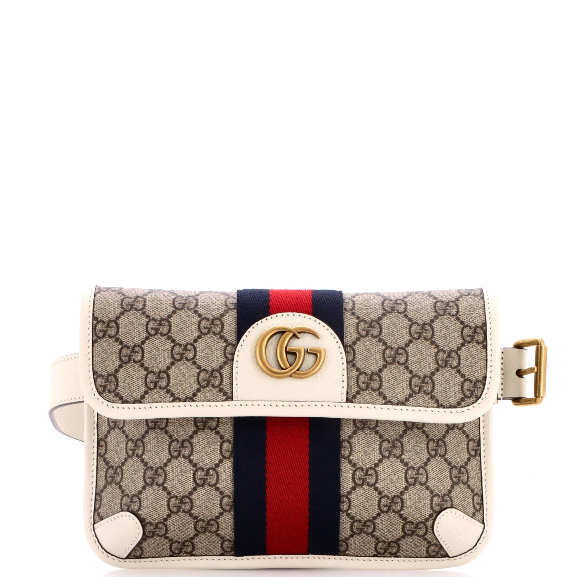 Ophidia Web Flap Belt Bag GG Coated Canvas with Leather
