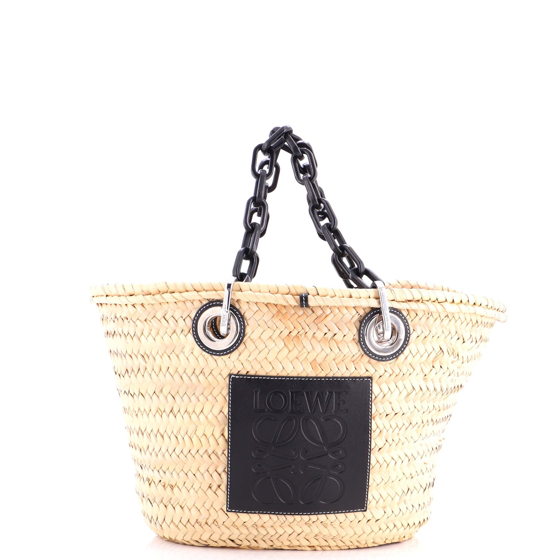 Basket Chain Tote Raffia Medium