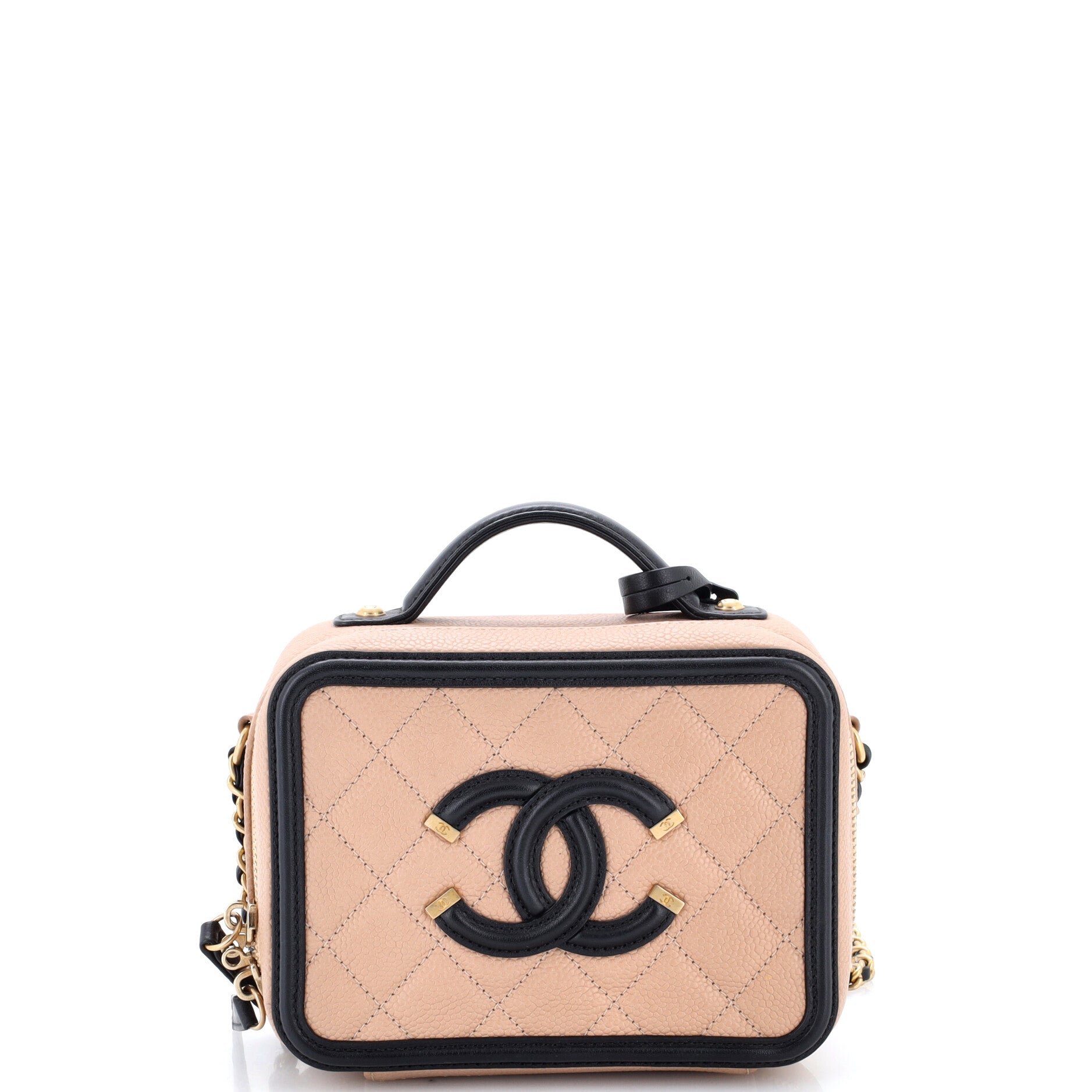 Filigree Vanity Case Quilted Caviar Small